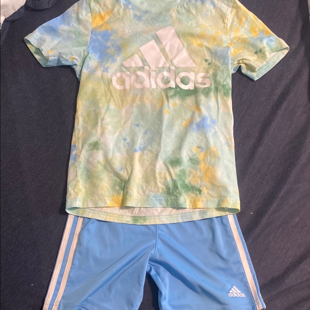 Adidas Kids Tie-Dye Tee - Green, Blue, Yellow